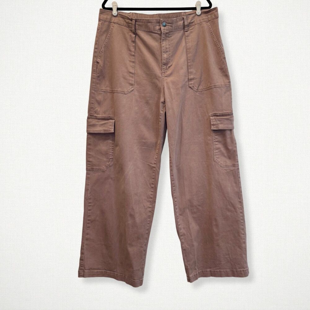 Wild Fable Womens XXL Cargo Pants Mauve Brown Cotton Stretch Straight Leg